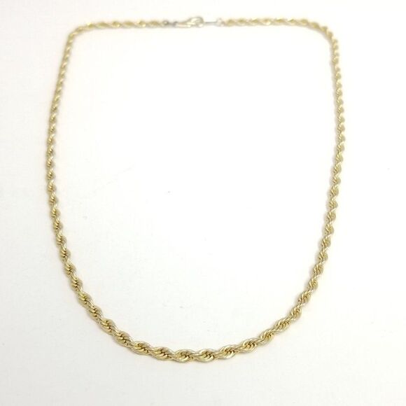 Vintage Gold Tone Rope Twist Chain Necklace, Nice Length, add Pendant, Estate - Picture 4 of 4